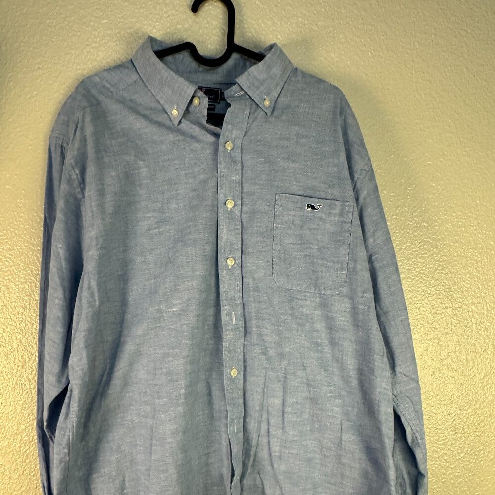 Vineyard Vines Shirt Mens XL Oxford Slim Fit Tucker Light Blue Cotton Chambray